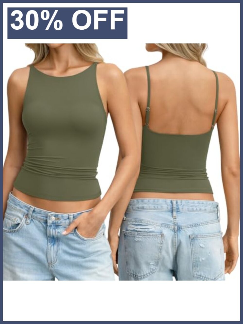 Double Lined Boat Neck Spaghetti Strap Camisole Fitted Y2K Tank Top